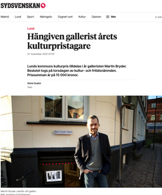 Hängiven gallerist årets kulturpristagare (Sydsvenskan) (1/2)
